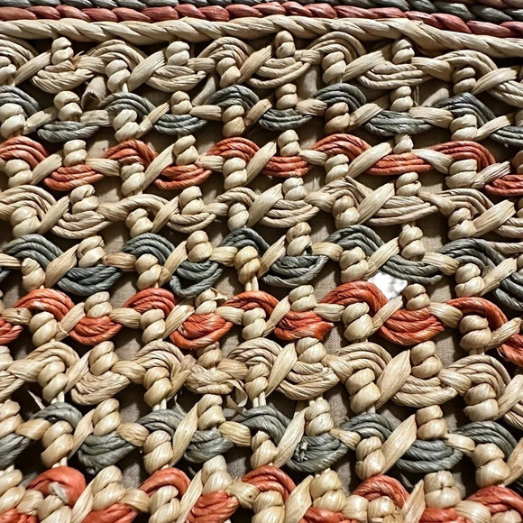 Colorful straw beach bag, 16" x 15" - Picture 3 of 6